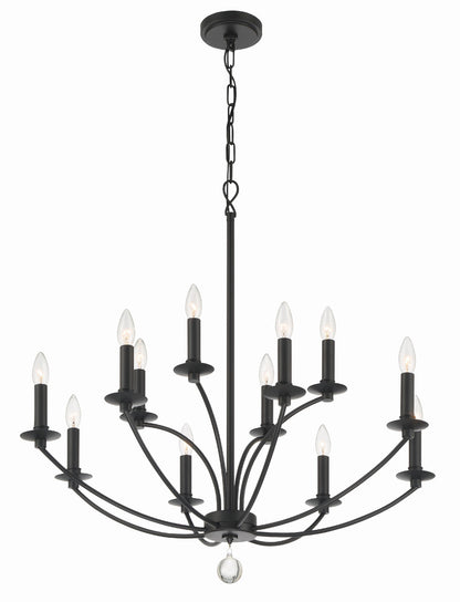 Crystorama Mila 12 Light Black Chandelier MIL-8012-BK