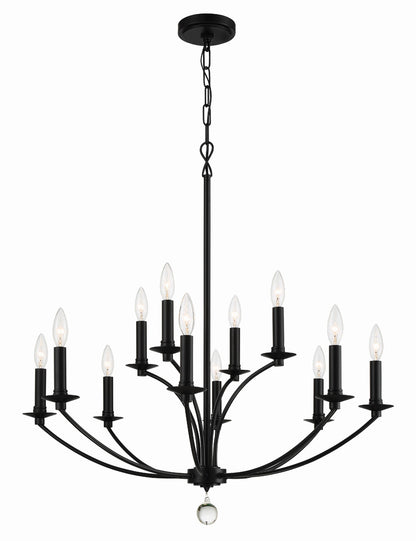 Crystorama Mila 12 Light Black Chandelier MIL-8012-BK