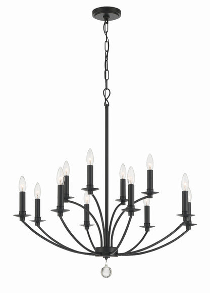 Crystorama Mila 12 Light Black Chandelier MIL-8012-BK