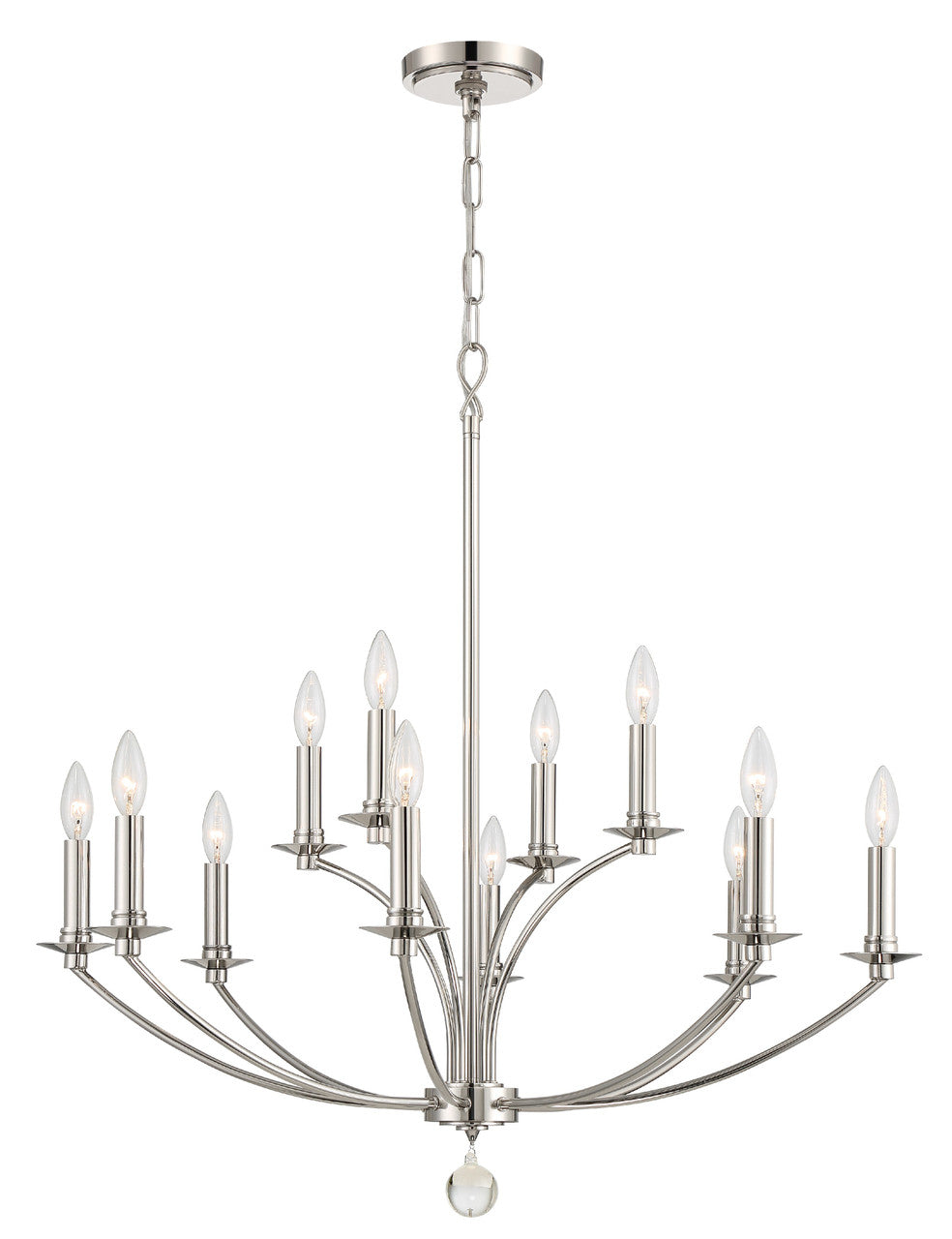 Crystorama Mila 12 Light Polished Nickel Chandelier MIL-8012-PN