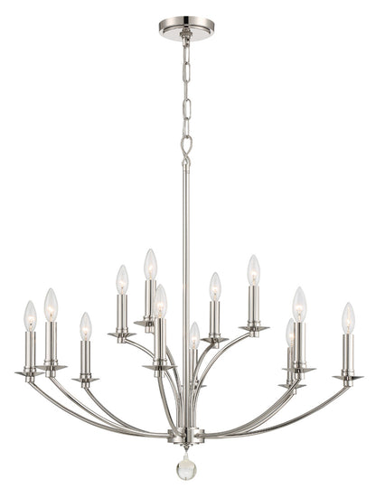 Crystorama Mila 12 Light Polished Nickel Chandelier MIL-8012-PN