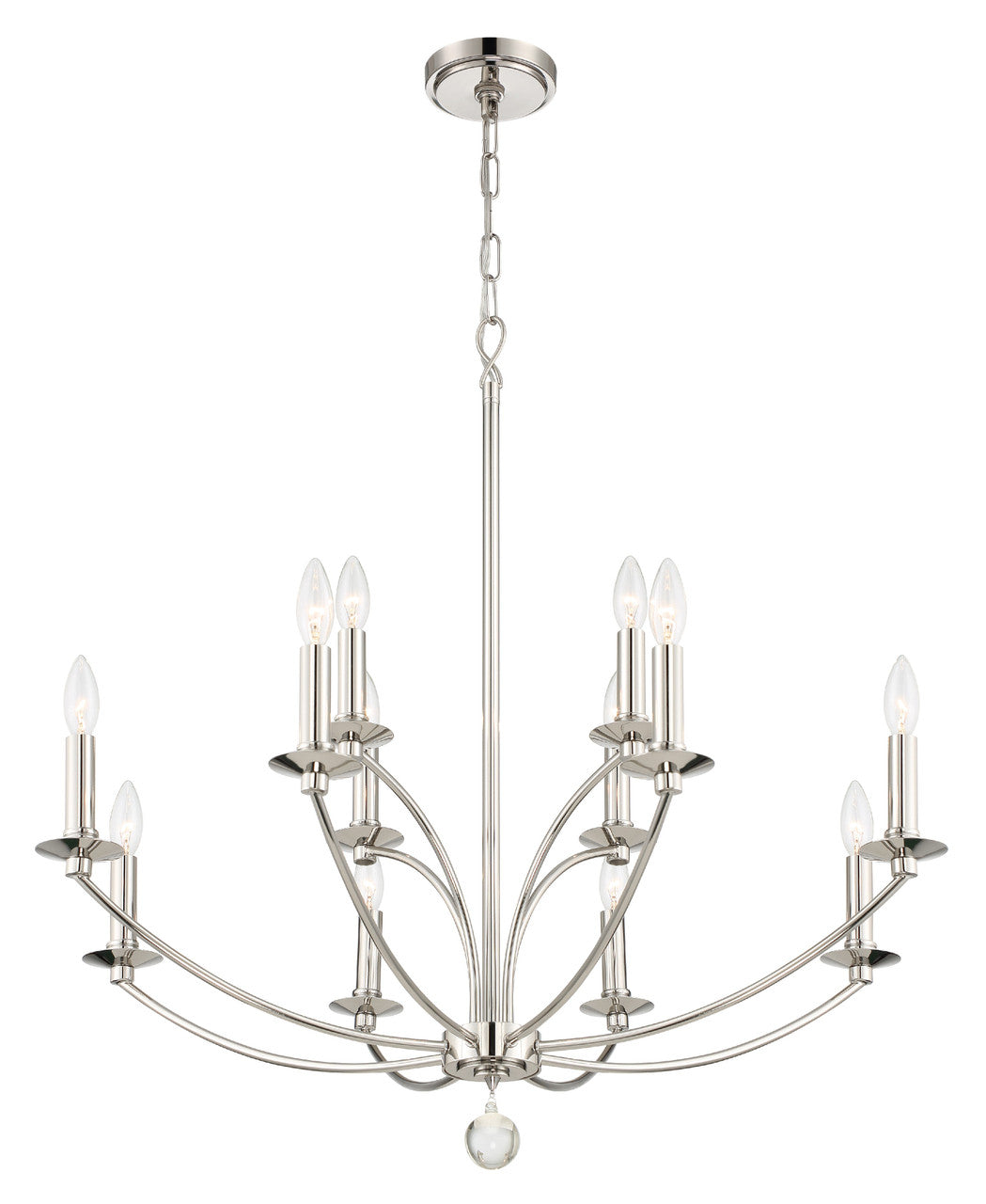 Crystorama Mila 12 Light Polished Nickel Chandelier MIL-8012-PN