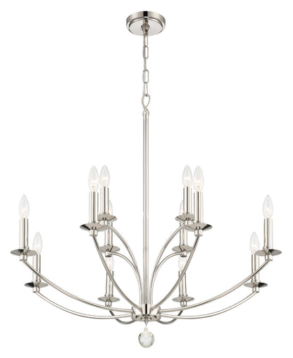 Crystorama Mila 12 Light Polished Nickel Chandelier MIL-8012-PN