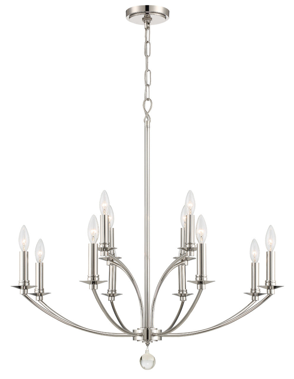 Crystorama Mila 12 Light Polished Nickel Chandelier MIL-8012-PN