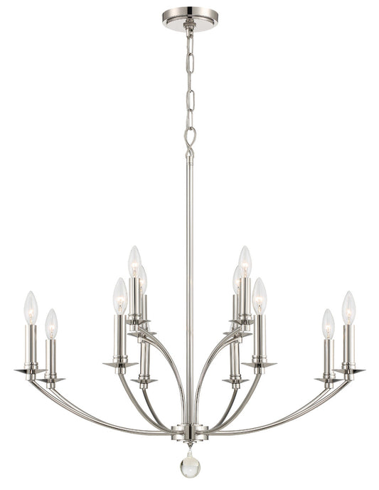 Crystorama Mila 12 Light Polished Nickel Chandelier MIL-8012-PN