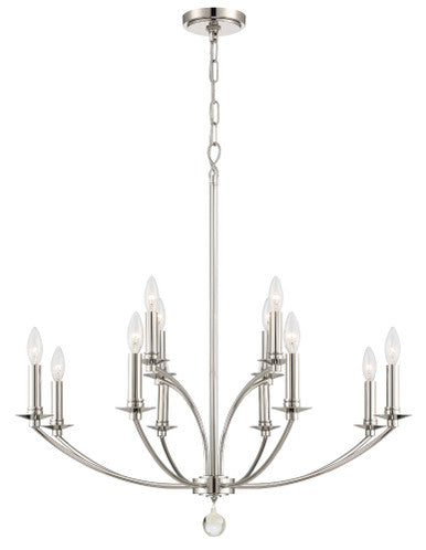 Crystorama Mila 12 Light Polished Nickel Chandelier MIL-8012-PN