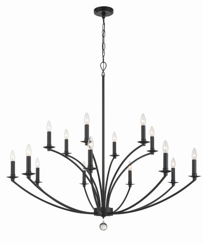 Crystorama Mila 15 Light Black Chandelier MIL-8015-BK