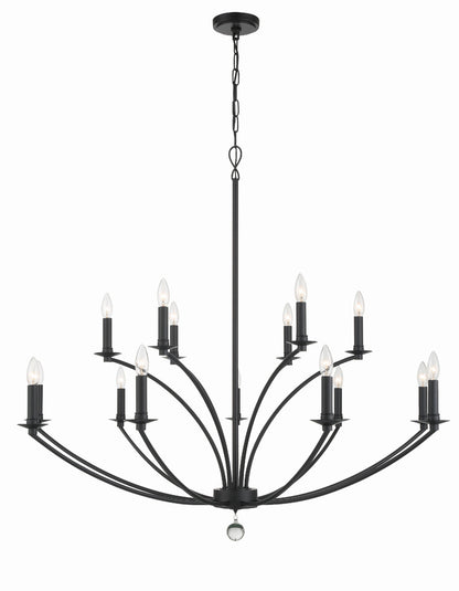 Crystorama Mila 15 Light Black Chandelier MIL-8015-BK