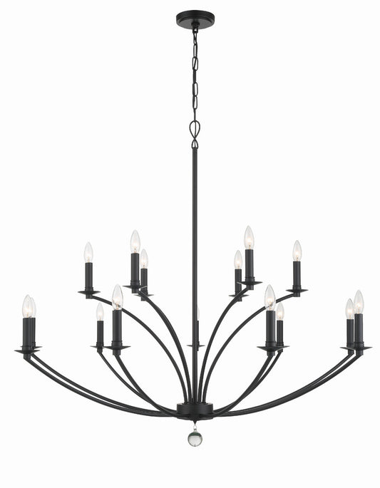 Crystorama Mila 15 Light Black Chandelier MIL-8015-BK