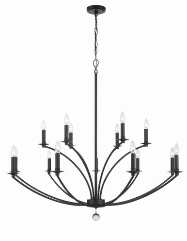 Crystorama Mila 15 Light Black Chandelier MIL-8015-BK