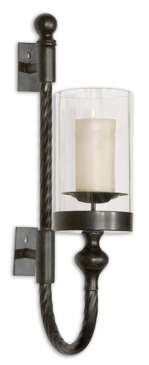 Uttermost Garvin Twist Metal Sconce With Candle 19476