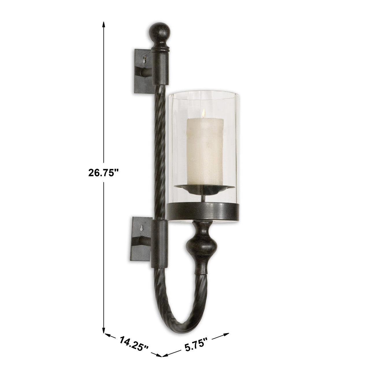 Uttermost Garvin Twist Metal Sconce With Candle 19476