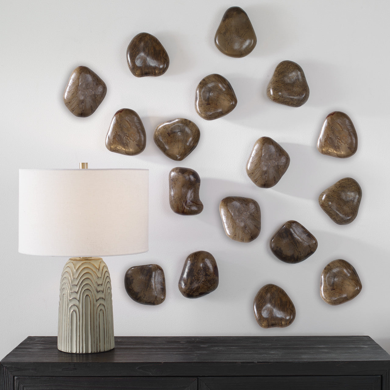 Uttermost Pebbles Walnut Wood Wall Decor, S/9 04323