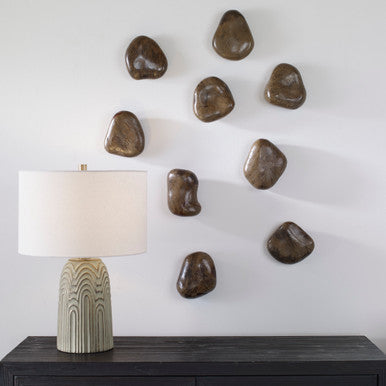 Uttermost Pebbles Walnut Wood Wall Decor, S/9 04323