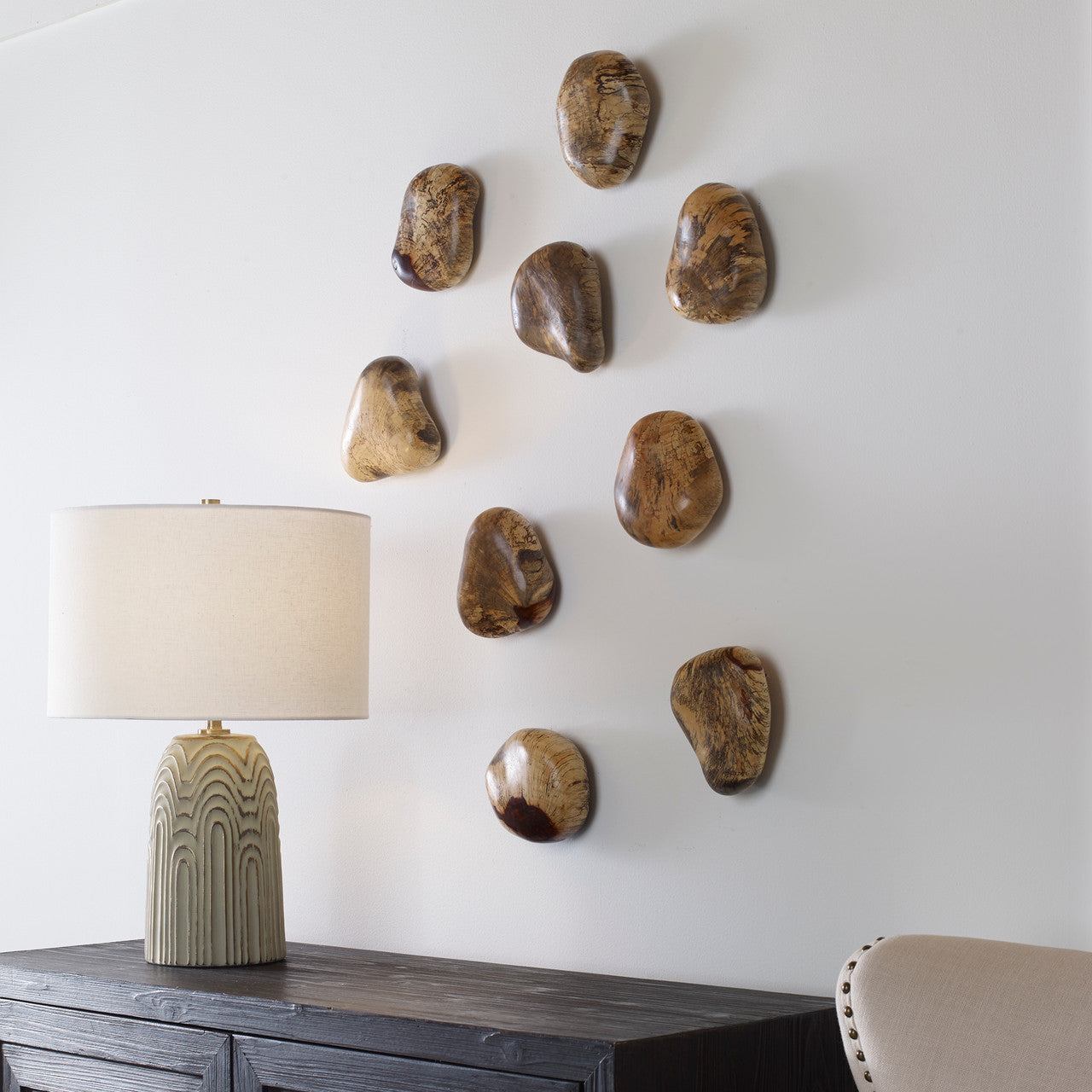 Uttermost Pebbles Blonde Wood Wall Decor, S/9 04324