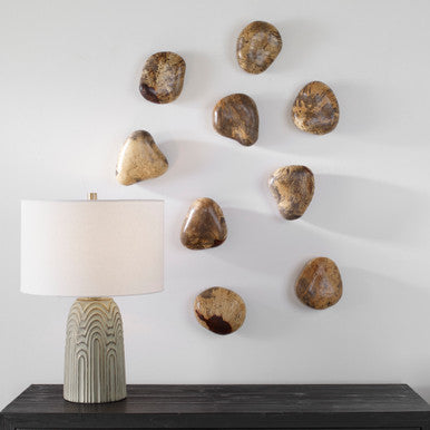 Uttermost Pebbles Blonde Wood Wall Decor, S/9 04324