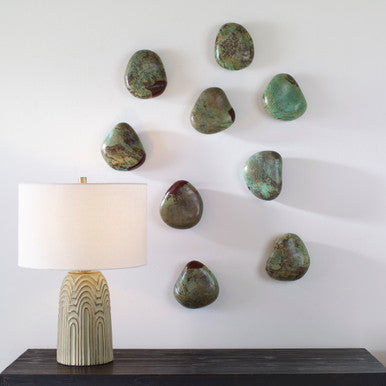 Uttermost Pebbles Aqua Wood Wall Decor S/9 04325