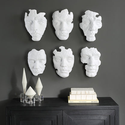 Uttermost Self-Portrait White Mask Wall Decor, Set/6 04358