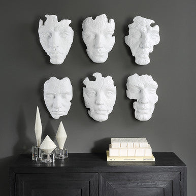 Uttermost Self-Portrait White Mask Wall Decor, Set/6 04358