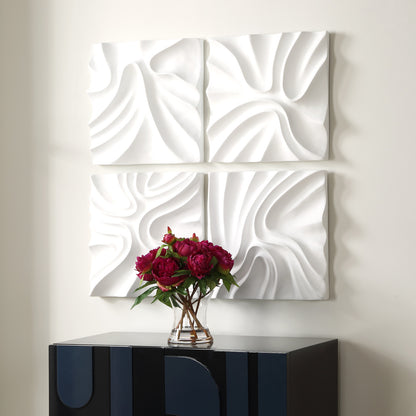 Uttermost Snowdrift Scultped White Wall Decor, S/4 04368