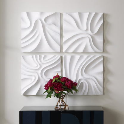 Uttermost Snowdrift Scultped White Wall Decor, S/4 04368