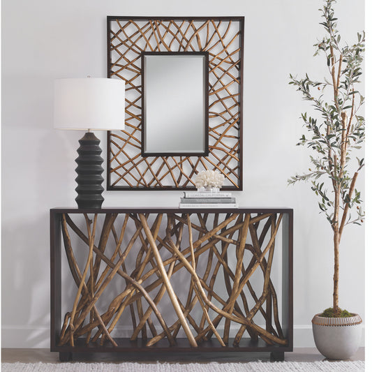 Uttermost Teak Maze Rectangle Mirror 08184