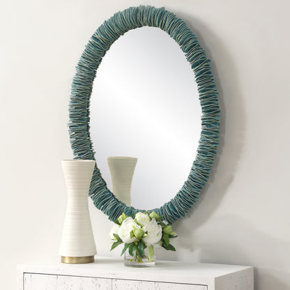 Uttermost Bonaire Teal Blue Oval Mirror 08183