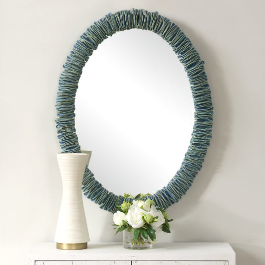 Uttermost Bonaire Teal Blue Oval Mirror 08183