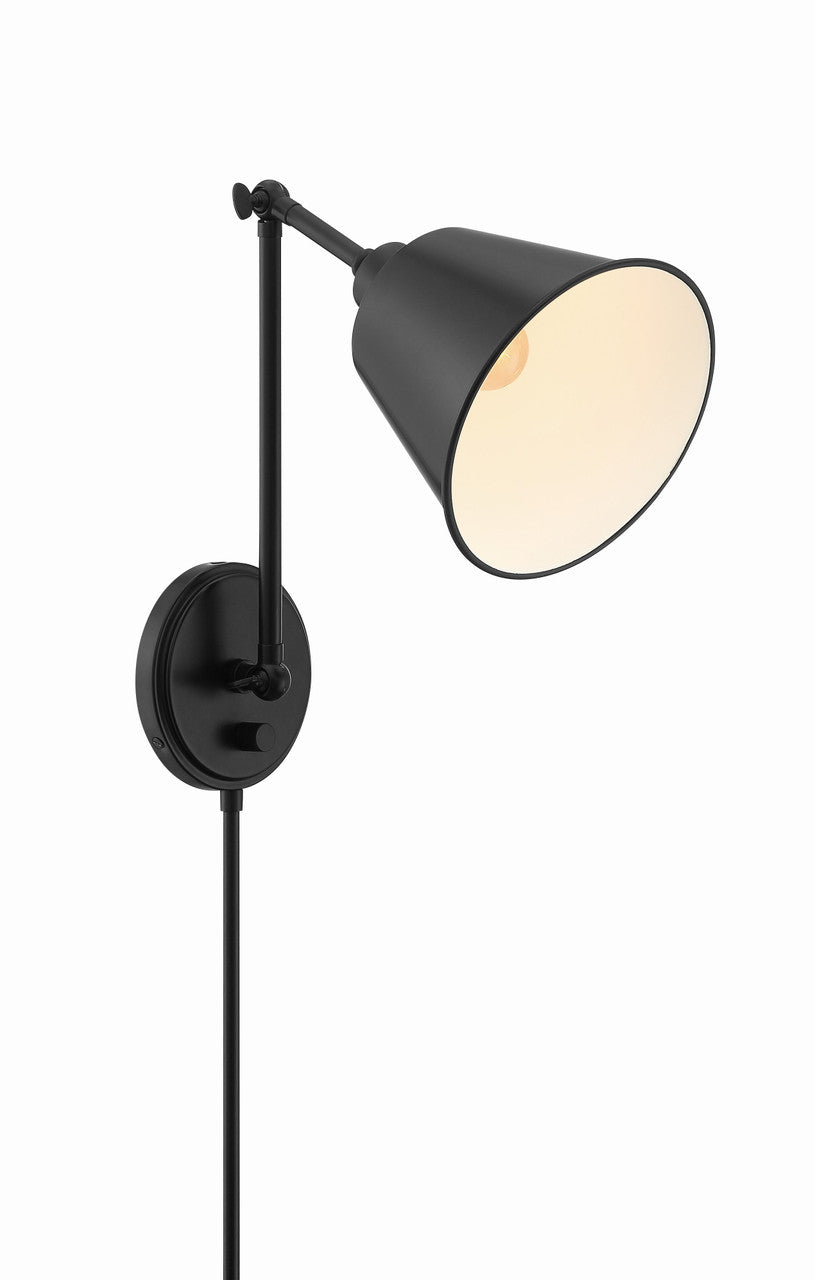 Crystorama Mitchell 1 Light Matte Black Wall Mount MIT-A8020-MK