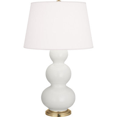 Robert Abbey  Matte Lily Triple Gourd Table Lamp in Matte Lily Glazed Ceramic with Antique Natural Brass Finished Accents MLY40