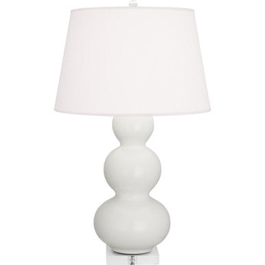 Robert Abbey  Matte Lily Triple Gourd Table Lamp in Matte Lily Glazed Ceramic with Lucite Base MLY43