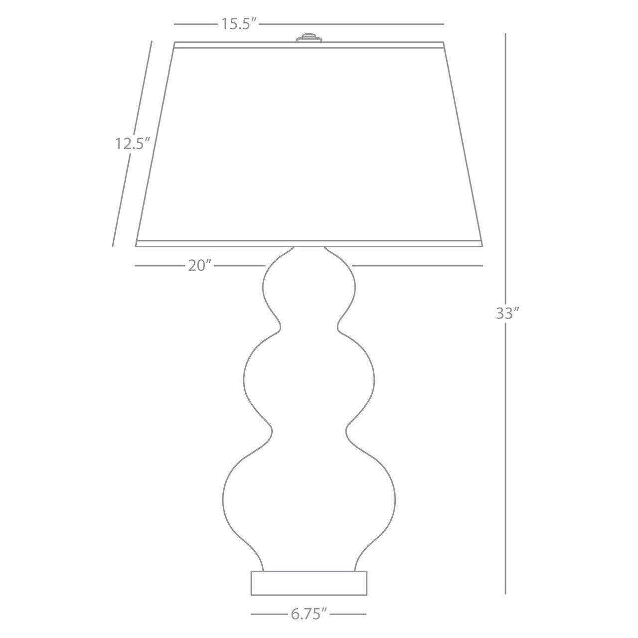 Robert Abbey  Matte Lily Triple Gourd Table Lamp in Matte Lily Glazed Ceramic with Lucite Base MLY43