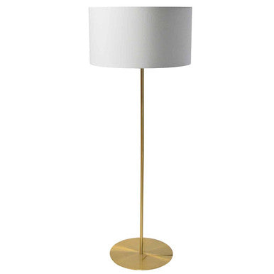 Dainolite 1 Light Drum Floor Lamp with White Shade Aged Brass  MM221F-AGB-790