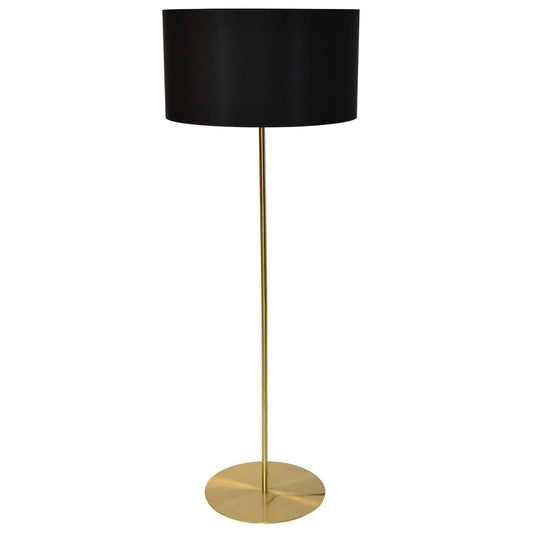 Dainolite 1 Light Drum Floor Lamp with Black Shade Aged Brass  MM221F-AGB-797