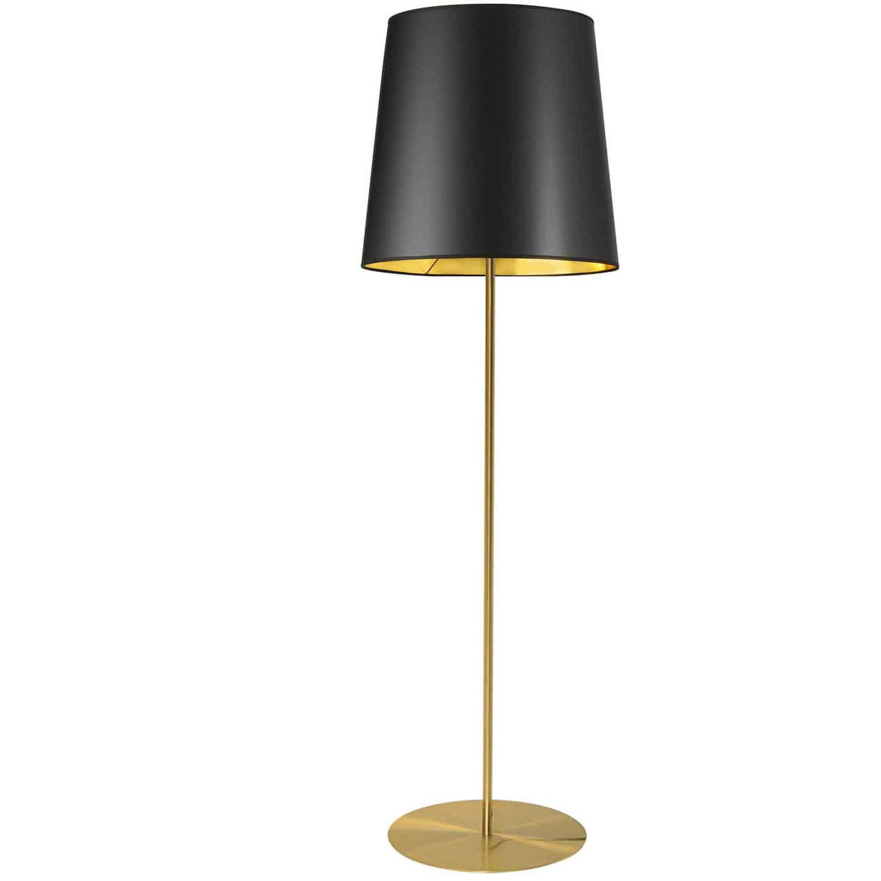 Dainolite 1 Light Aged Brass Floor Lamp w/ Black/Gold Drum Shade MM681F-AGB-698