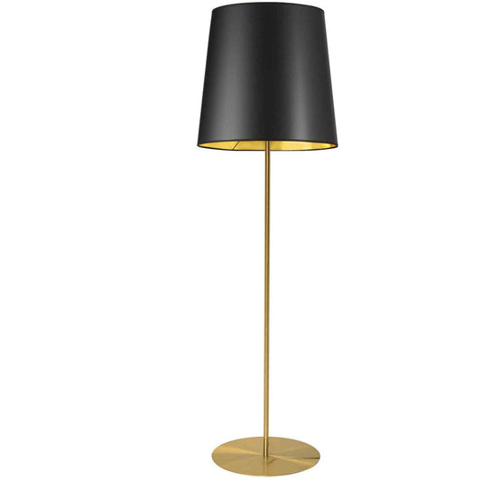 Dainolite 1 Light Aged Brass Floor Lamp w/ Black/Gold Drum Shade MM681F-AGB-698