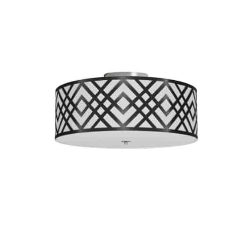 Dainolite 3 Light Flush Mount, Polished Chrome Finish, Black/White Shade MON-153FH-PC-BW