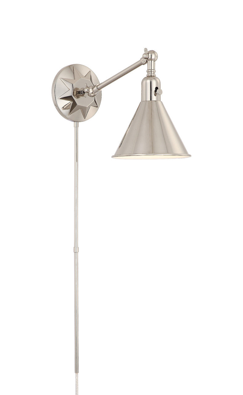 Crystorama Morgan 1 Light Polished Nickel Wall Mount MOR-8800-PN