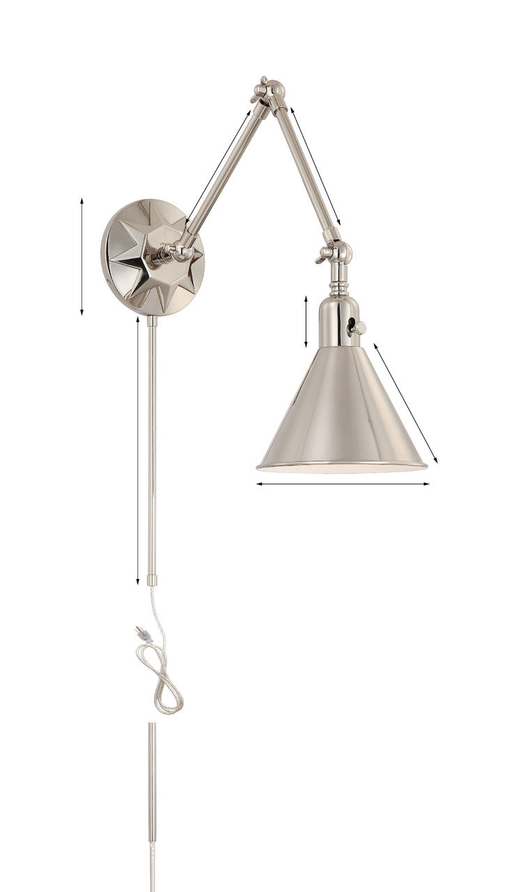 Crystorama Morgan 1 Light Polished Nickel Wall Mount MOR-8801-PN