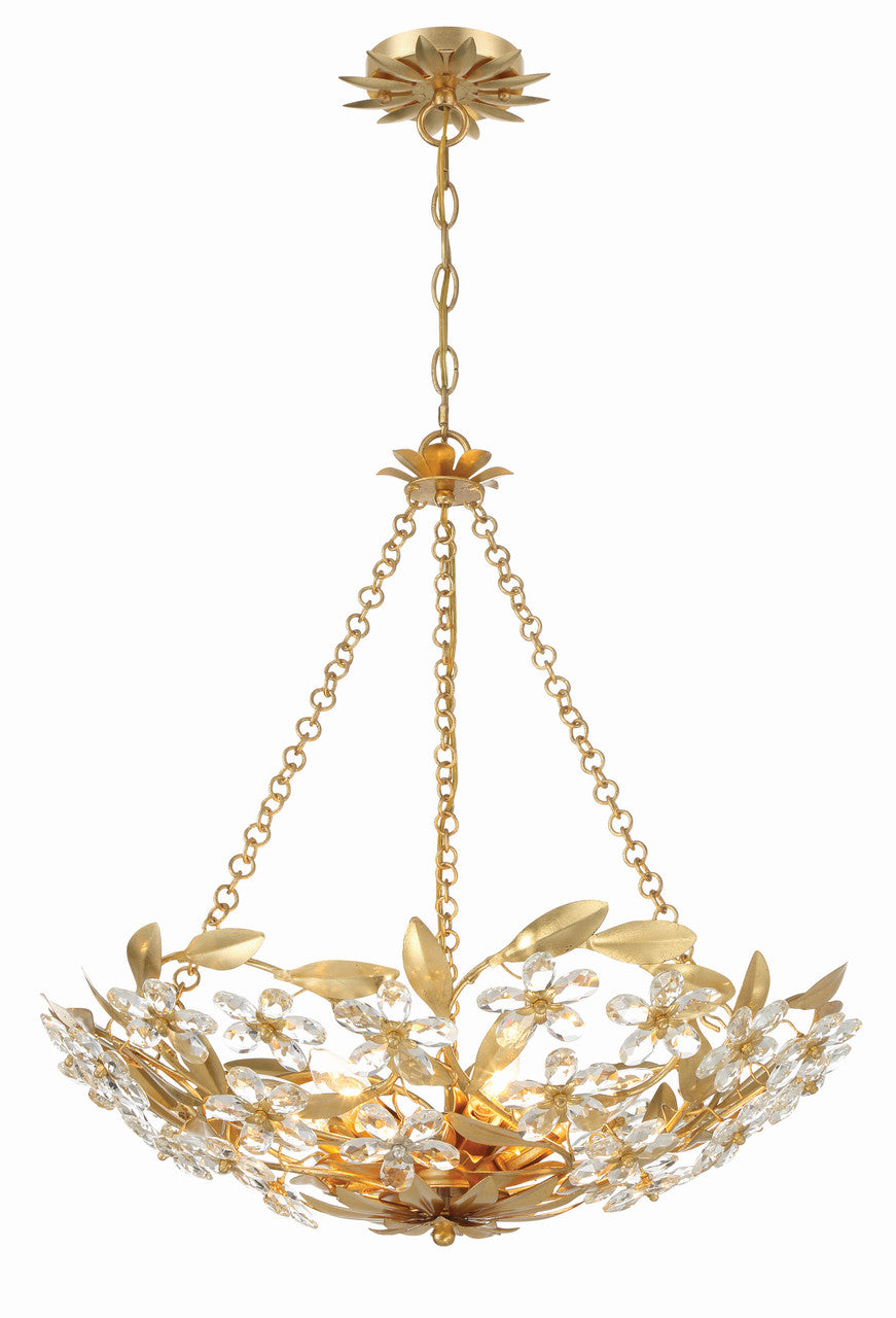 Crystorama Marselle 6 Light Antique Gold Chandelier MSL-306-GA