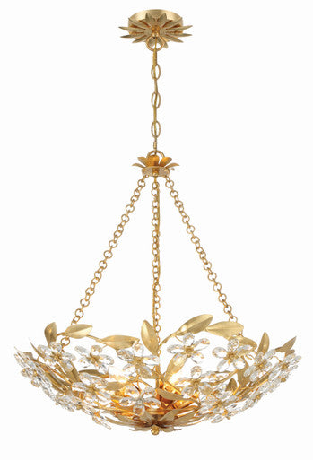 Crystorama Marselle 6 Light Antique Gold Chandelier MSL-306-GA