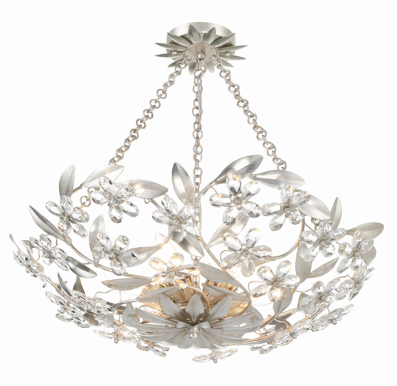 Crystorama Marselle 6 Light Antique Silver Semi Flush Mount MSL-306-SA_CEILING