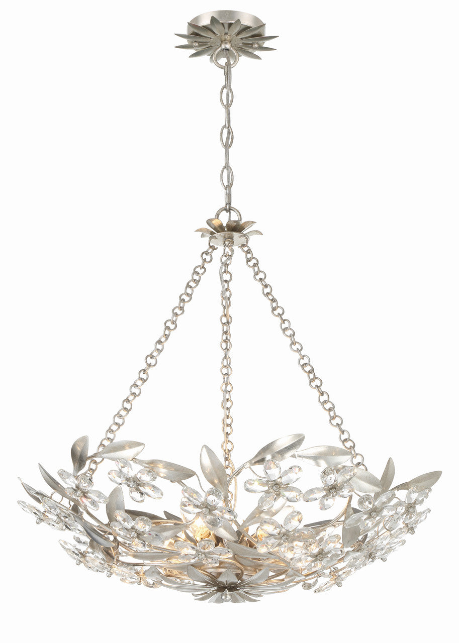 Crystorama Marselle 6 Light Antique Silver Chandelier MSL-306-SA