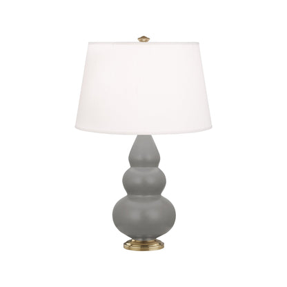 Robert Abbey  Matte Smoky Taupe Small Triple Gourd Accent Lamp in Matte Smoky Taupe Glazed Ceramic with Antique Natural Brass Finished Accents MST30