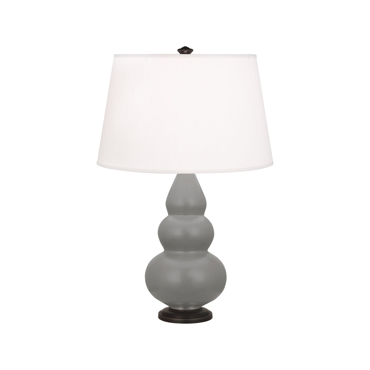 Robert Abbey  Matte Smoky Taupe Small Triple Gourd Accent Lamp in Matte Smoky Taupe Glazed Ceramic with Deep Patina Bronze Finished Accents MST31