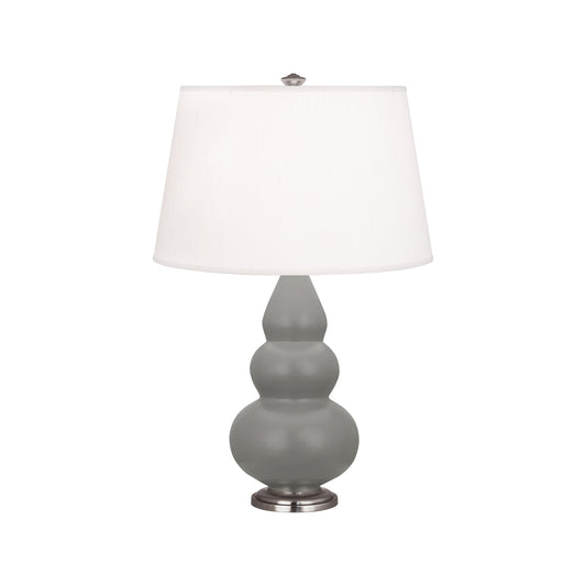 Robert Abbey  Matte Smoky Taupe Small Triple Gourd Accent Lamp in Matte Smoky Taupe Glazed Ceramic with Antique Silver Finished Accents MST32