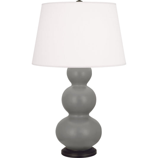 Robert Abbey  Matte Smoky Taupe Triple Gourd Table Lamp in Matte Smoky Taupe Glazed Ceramic with Deep Patina Bronze Finished Accents MST41