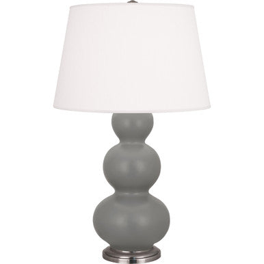 Robert Abbey  Matte Smoky Taupe Triple Gourd Table Lamp in Matte Smokey Taupe Glazed Ceramic with Antique Silver Finished Accents MST42