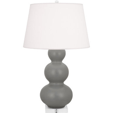 Robert Abbey  Matte Smoky Taupe Triple Gourd Table Lamp in Matte Smoky Taupe Glazed Ceramic with Lucite Base MST43