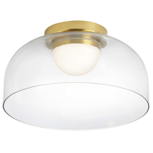 Dainolite 10W LED Nadine Flush Mount Aged Brass w/ Clear Glass NAD-1210LEDFH-AGB